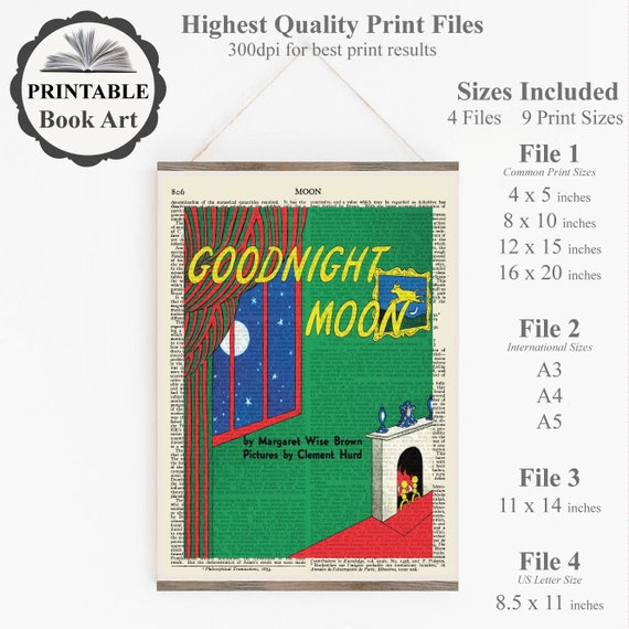 Printable 'goodnight Moon' Book Cover Poster Print, Childrens Book