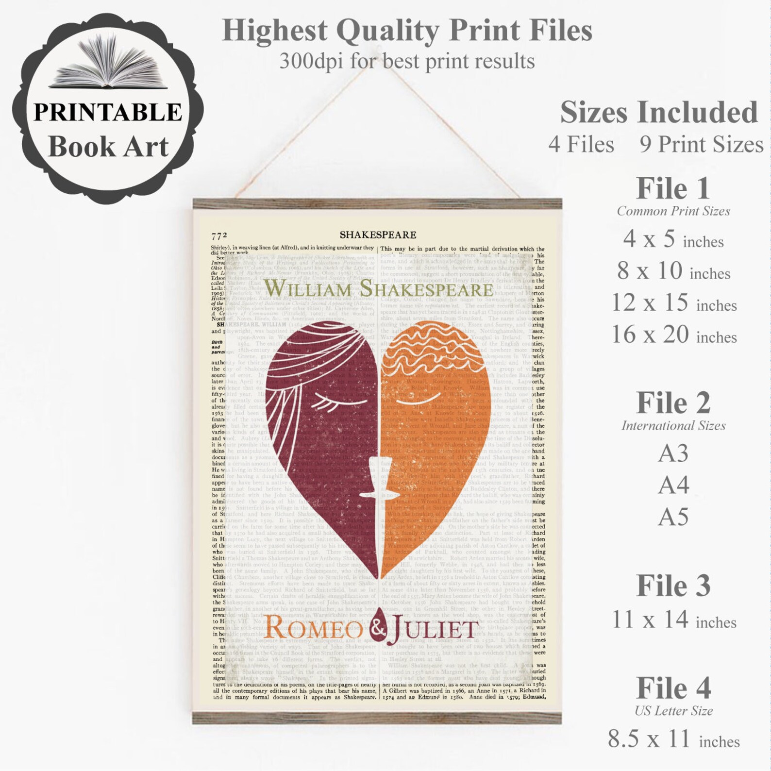 Printable 'Romeo and Juliet' Wall Art Poster Print | Etsy