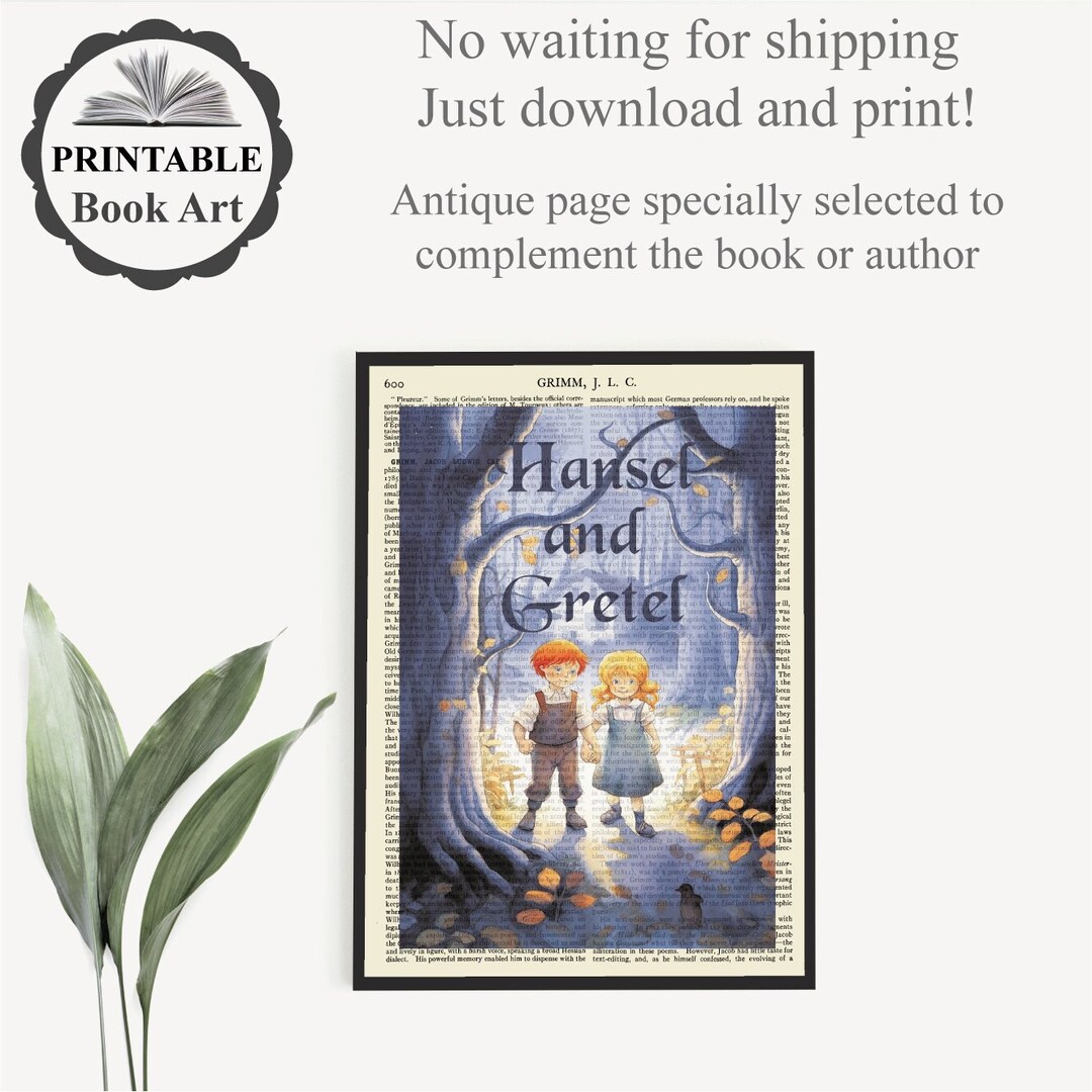Printable 'hansel and Gretel' Book Cover Art Print, Kids Playoom Wall ...