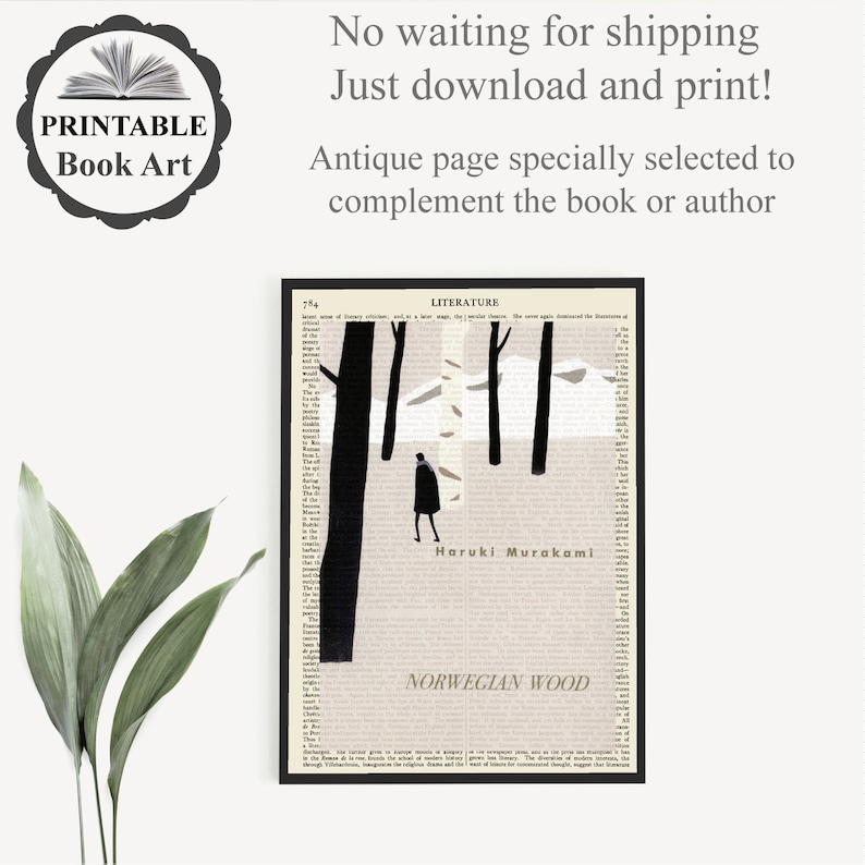 Printable 'Norwegian Wood' Book Cover Art Haruki Etsy