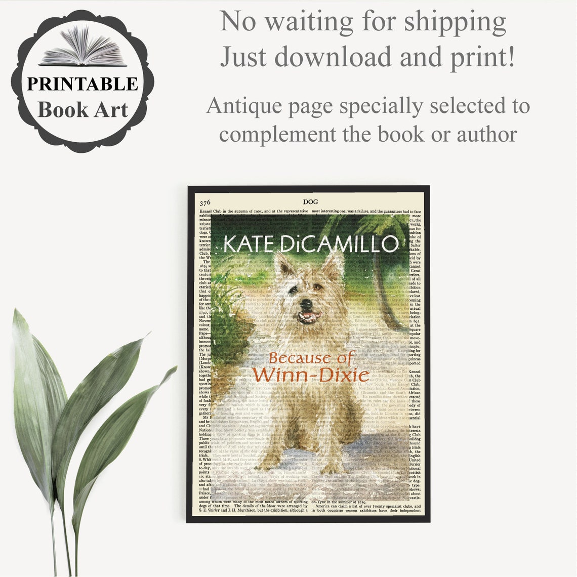 Printable 'because of Winn-dixie' Book Cover Poster - Etsy