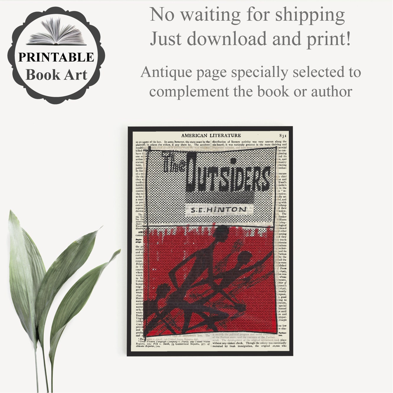 Printable 'the Outsiders' Poster, Hinton Book Cover on a 1911