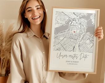 Hochzeitsgeschenk "Unser erstes Date – Wo alles Beginn" personalisiertes Koordynator Bild - Plakat Geschenk Hochzeitstag Verlobung Jahrestag