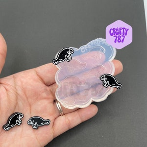 Manatee Earring Silicone Mold, Bits, Baking Food Safe Mold, Resin Jewelry Silicone Mold, UV Resin Clear Mold (A13)