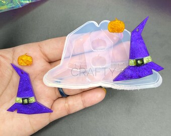 Witch Hat Dangle Earring Silicone Mold, Mini Pumpkin Silicone Mold, Resin Jewelry Mold, UV Resin Mold , Clay Mould, Spooky Mold (C4)