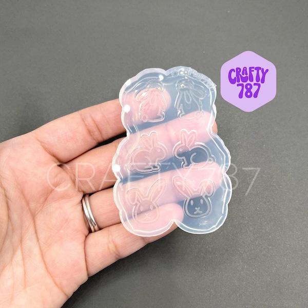 Bunny Earring Silicone Mold, Resin Jewelry Mold, Easter Jewelry Mold, UV Resin Silicone Mold, Clear Mold, Crafting Mould, Food Safe Mold(A14