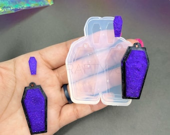 Coffin Dangle Earring Silicone Mold, Resin Jewelry Mold, Spooky Silicone Mould, Resin Mold , UV Resin Mold (C6)