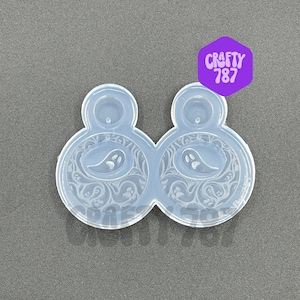 Ghost Dangle Earring Silicone Mold, UV Resin Mold, Circle Halloween Mold, Resin Jewelry Mold (d5)