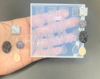 Variety Druzy Earring Silicone Mold. UV Resin Jewelry Mould Different Sizes