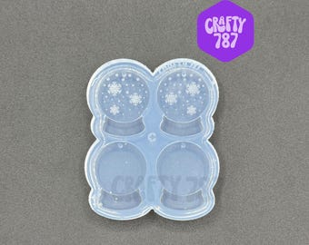 Snow Globe Dangle Earring Silicone Mold, Christmas Mold, Resin Jewelry Mold, UV Resin Mold, Crafts Clear Mould(D15)