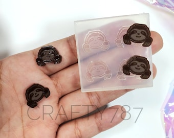 Cute Sloth Face Stud Earring Silicone Mold | Resin Silicone Mold | Earing Silicone Mold | Jewelry Mold | Resin Jewelry (B11)