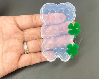 Four Leaf Clover Shamrock Earring Silicone Mold, Resin Jewelry Silicone Mold, St Patrick UV Resin Clear Mould (B9)