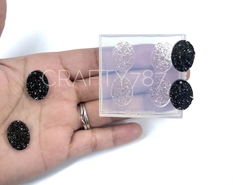 Chunky Oval Druzy 18mm Silicone Mold 4 Pairs | Jewelry Mold | Resin Mold | Earring Silicone Mold | Resin Jewelry | (B1)