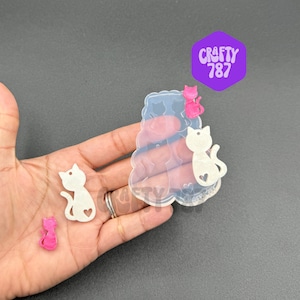 Cute Cat Dangle Earring Silicone Mold, Cat Jewelry Resin Mold, UV Resin Mold, Crafter Mould, Clear Mold (C15)