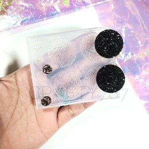 25mm Circle Druzy Silicone Mold with Bonus 8mm Druzys two Pairs   | Druzy Silicone Mold | Jewelry Mold | Earring Mold | Resin Mold(B5)