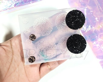 25mm Circle Druzy Silicone Mold with Bonus 8mm Druzys two Pairs   | Druzy Silicone Mold | Jewelry Mold | Earring Mold | Resin Mold(B5)