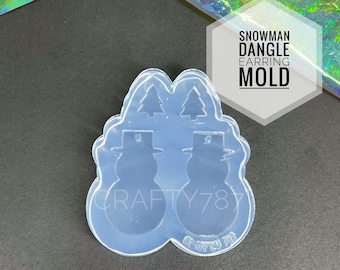 Snowman Dangle Earring Silicone Mold , Mini Christmas Tree Mold , Resin Jewelry Mold , Polymer Clay Mold , UV Resin Mold , Clear Mold (C3)