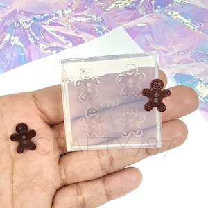 Lebkuchen Mann Ohrstecker Silikonform | Schmuckform Silikonform für Harz, Resin Form (A5)