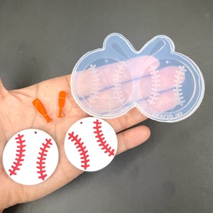 Baseball Dangle Earring Mold, Resin Jewelry Silicone Mold, Polymer Clay Mold, Sports Mold, Baseball Earrings, Crafts Mold (D5)