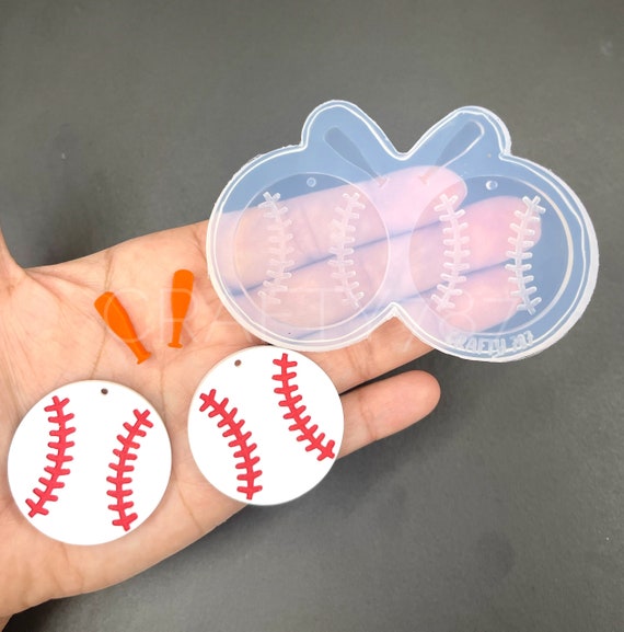Baseball Dangle Earring Mold, Resin Jewelry Silicone Mold, Polymer Clay Mold, Sports Mold, Baseball Earrings, Crafts Mold (D5)