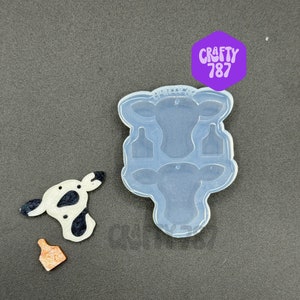 Cow Face Dangle Earring Silicone Mold With Cow Tag, Resin Jewelry Mold, UV Resin Mold, Crafter Mould, Farm Mold (C15)