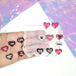Heart Candy Studs Earring Silicone Mold Palette | Valentines Diy Resin Jewelry Mold , Crafter Silicone Mold For Resin , UV Resin Mold  (D4)
