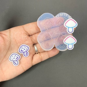 Mushroom Studs Earring Silicone Mold, Resin Jewelry Silicone Mold, Polymer Clay Mould, Mushrooms Jewelry Mould