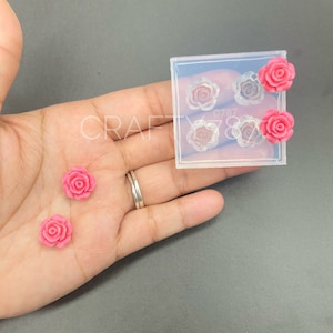 Rose Silicone Mold, Resin Jewelry Silicone Mold. UV Resin Stud Earring Mold. Clear Mold 3D Mold (A10)