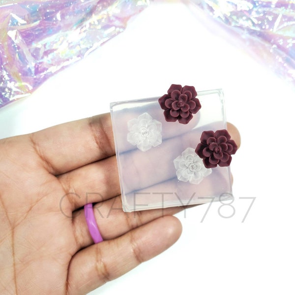 Molde de silicona mate para suculentas de 12 mm (un par) / Molde para aretes / Molde para joyería / Molde de silicona para arcilla de resina (A10)