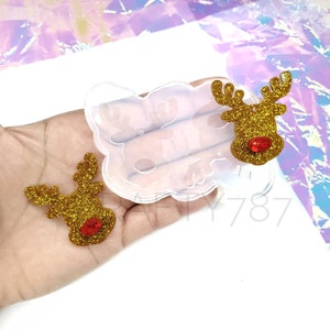 Reindeer Dangle Earring Silicone Mold with 3D Nose | Christmas Mold, Resin Mold, Resin Diy Jewelry Mould , UV Resin Mold (C3)