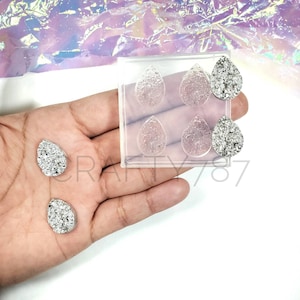 Tear Drop Druzy 13mmx18mm Silicone Mold 2 pairs | Earring Mold | Resin Jewelry Mold | Crafter Mold Silicone Mold For Resin, Druzy Mold (B3)