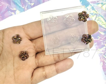10mm Druzy Flower Stud Earring Silicone Mold | Resin Jewelry Mold | Earrings Mold Silicone Mold For Resin (B4)