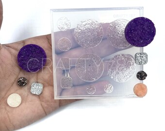 Variety Druzy Earring Silicone Mold. Resin Jewelry Silicone Mold. UV Resin Mold