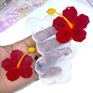 Hibiscus XL Dangle Earring Silicone Mold, Resin Jewelry Silicone Mold, Polymer Clay Jewelry, Flower Earring Mold , UV Resin Mold  (C5)