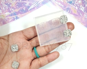10mm Square Druzy Stud Earring Silicone Mold [less chunky] | Resin Jewelry Silicone Mold | Earring Mold Silicone Mold For Resin (B3)