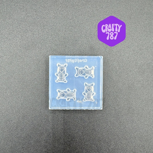 Molde de silicona para osito de goma con esqueleto, molde de silicona para pendientes de Halloween, molde de resina para pendientes, molde apto para alimentos, molde para manualidades (D15)