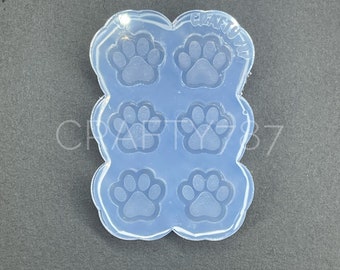 Paw Stud Earring Silicone Mold 14MM ,  Resin Jewelry Mold Clear Silicone Mold Dog Cat Paw Mold (A3)