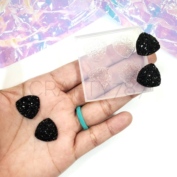 16mm Druzy Triangle Stud Earring Silicone Mold [less chunky] | Resin Jewelry Mold | Earring Mold Silicone Mold For Resin (B3)