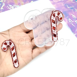 Moule en silicone pour boucles d'oreilles pendantes en forme de canne à sucre, pour résine, moule à bijoux de Noël, moule artisanal (C3)