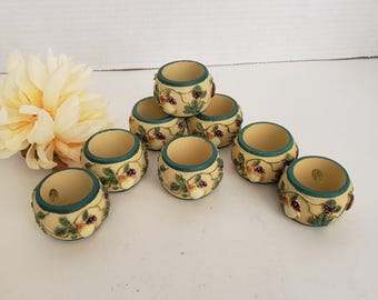 Resin Embossed Fruit and Vegetables Napkin Rings, Your Choice of 6 or 8 Napkin Rings