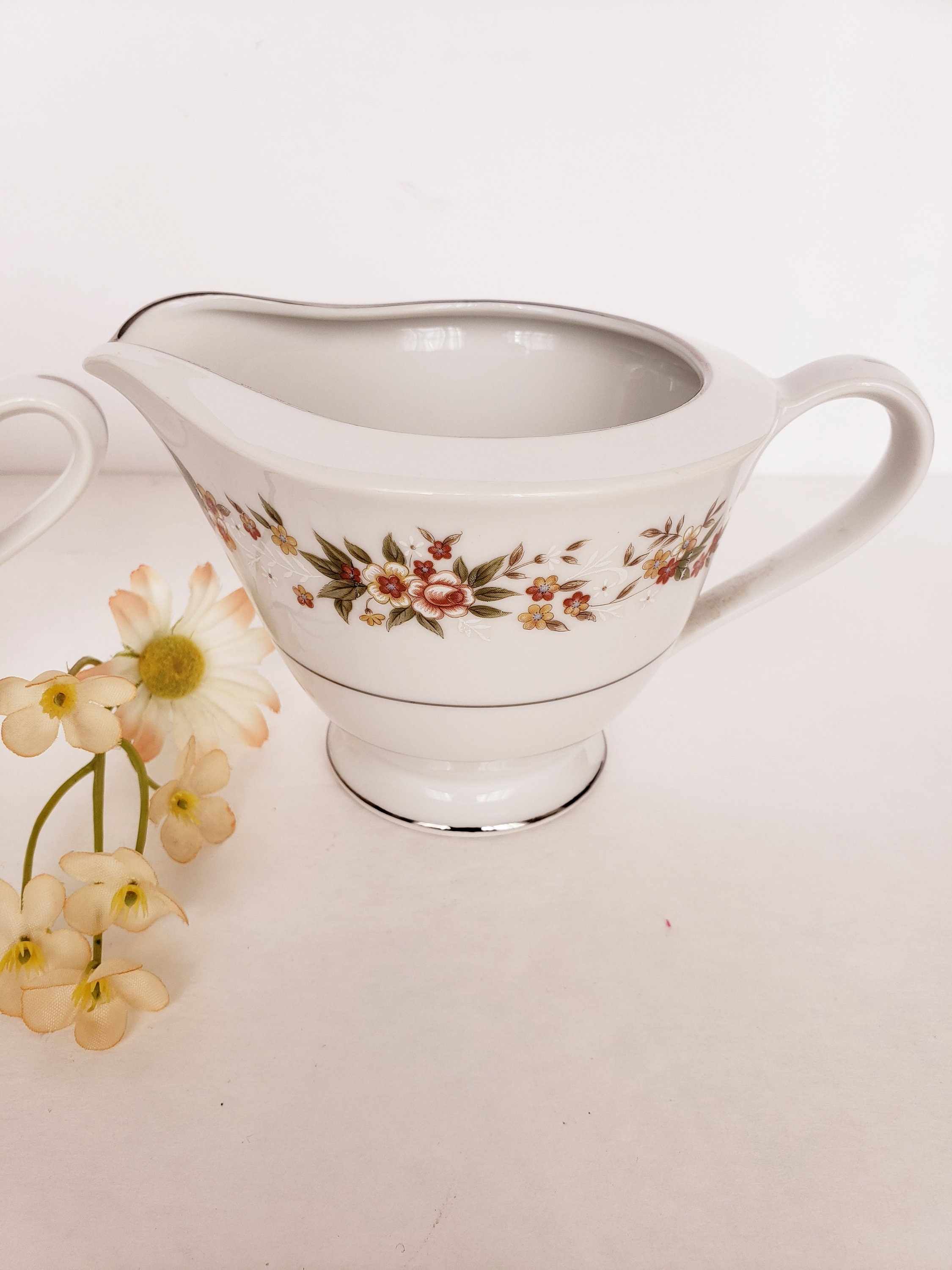 Vintage M Fine China of Japan Arbor Creamer and Sugar Bowl Etsy India