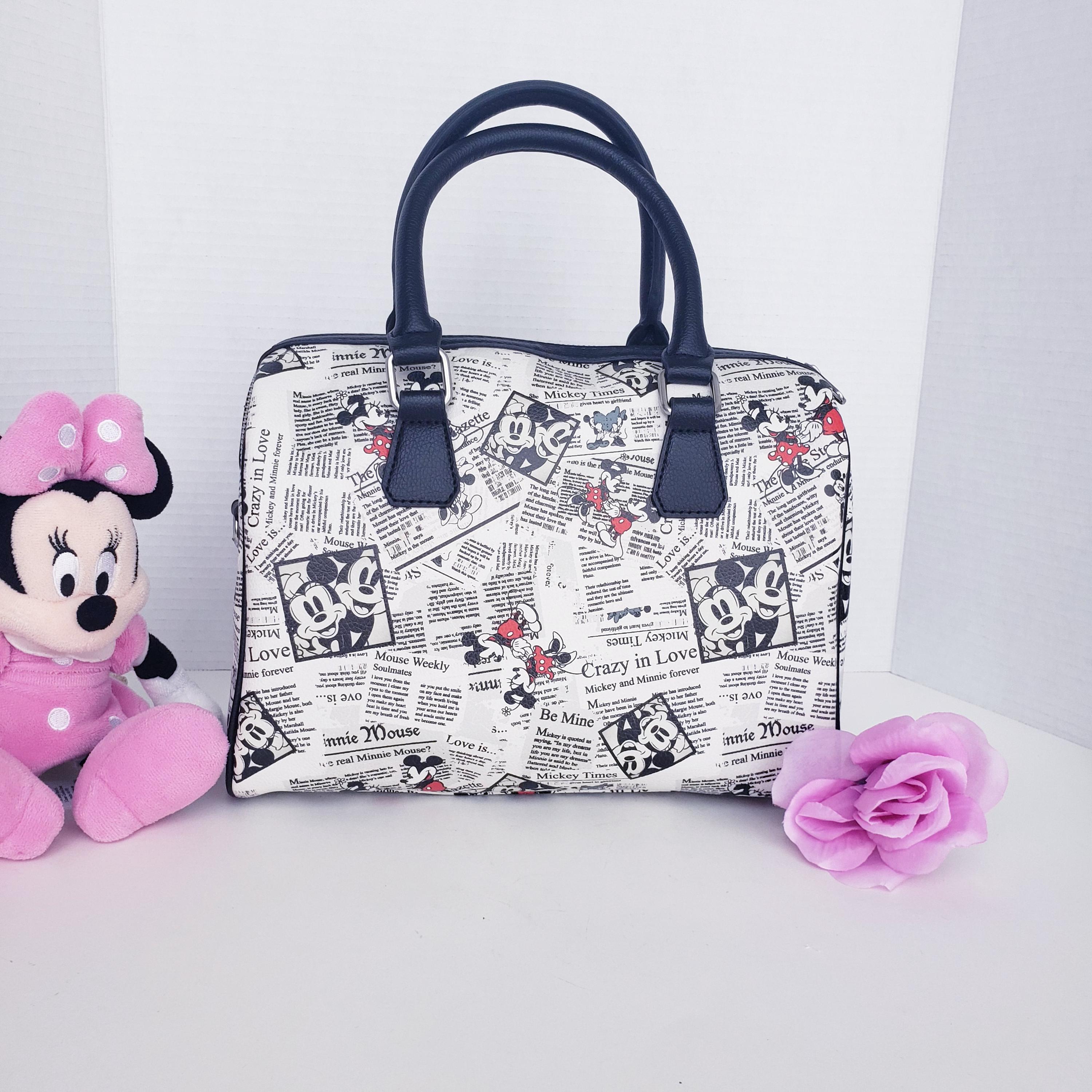 Disney Parks Satchel Bag Vintage-Inspired Newsprint Print Mickey Minnie 108678temp.jpg main image 4