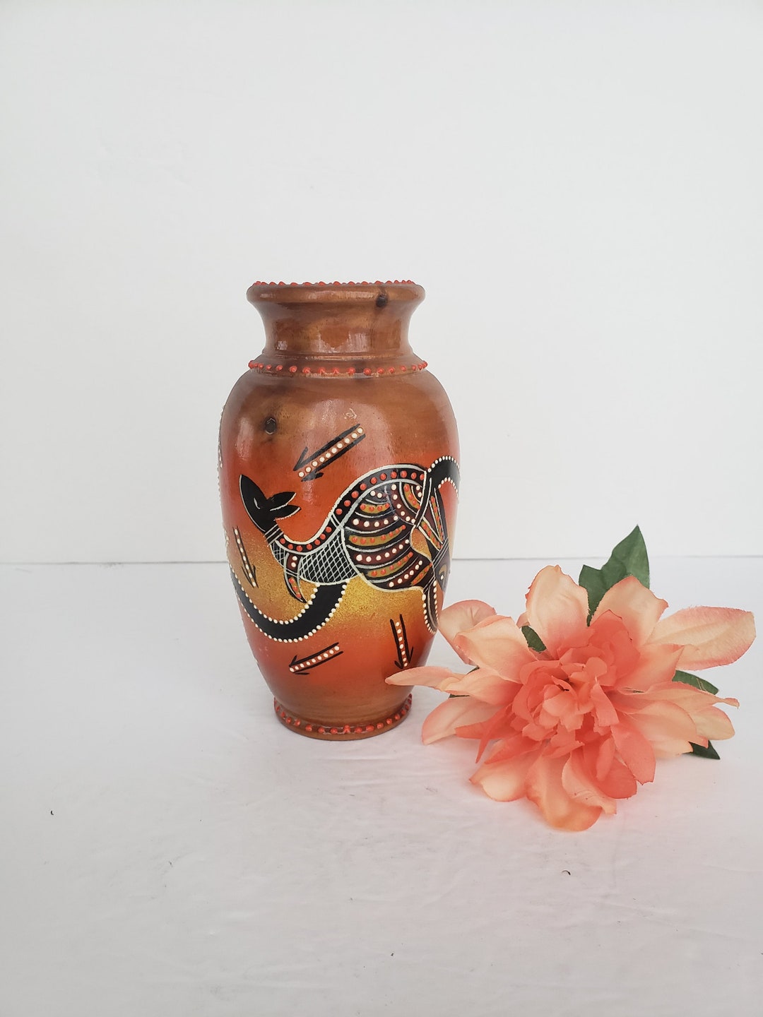 Australia Aboriginal Art Pottery Vase, Kangaroo Etsy