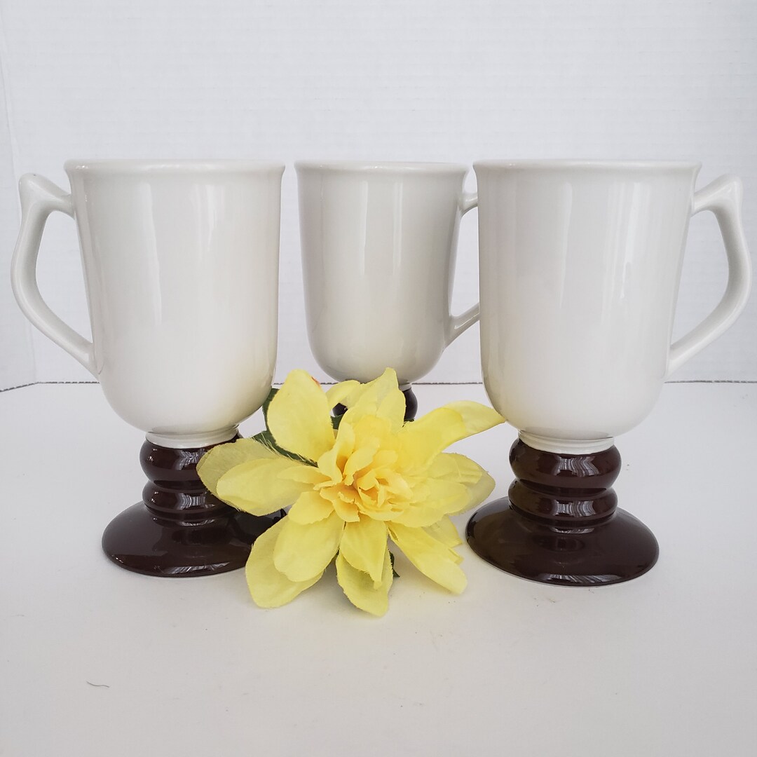 Set of 3 Hall Irish Coffee Mug With Brown Stems and Bases Etsy