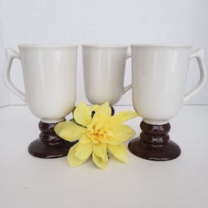 Set of 3 Hall Irish Coffee Mug with Brown Stems and Bases, 1272, Two Tone