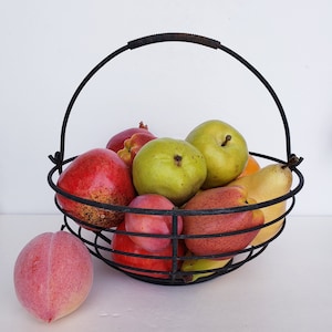 Black Metal Round Wire Basket with Metal Handle