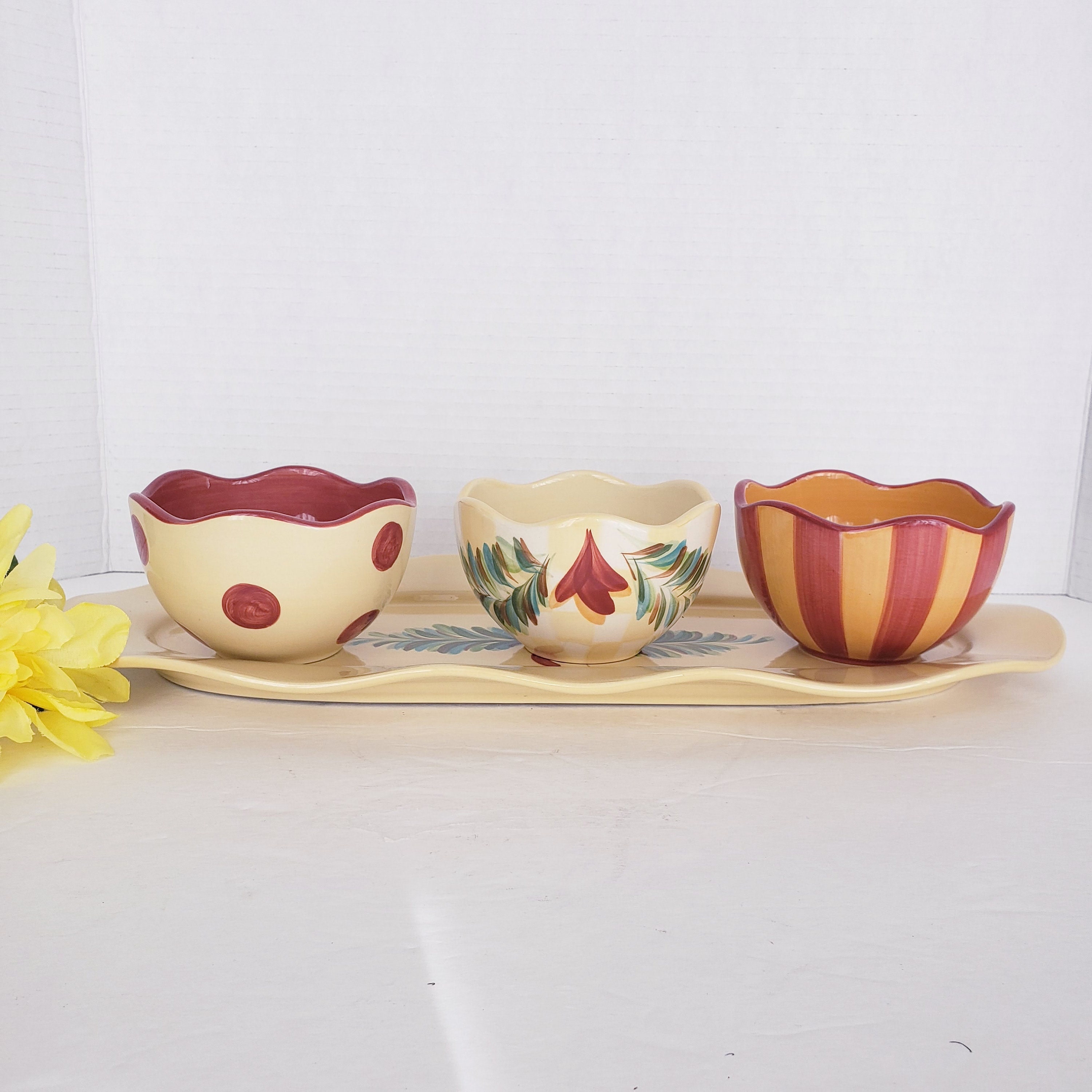 Vintage Set of Three Nesting Mixing Bowls Certified International Siena by  Patricia Brubaker Veggie Motif My40yearcollection 