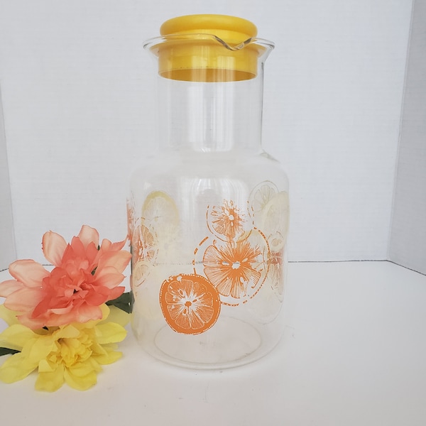 Vintage Pyrex  Carafe and Lid, Oranges and Lemons, #3520