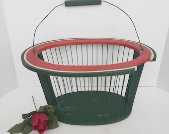 Vintage Pier 1  Wood and Wire Watermelon Design Storage Basket, Country/Farmhouse Decor