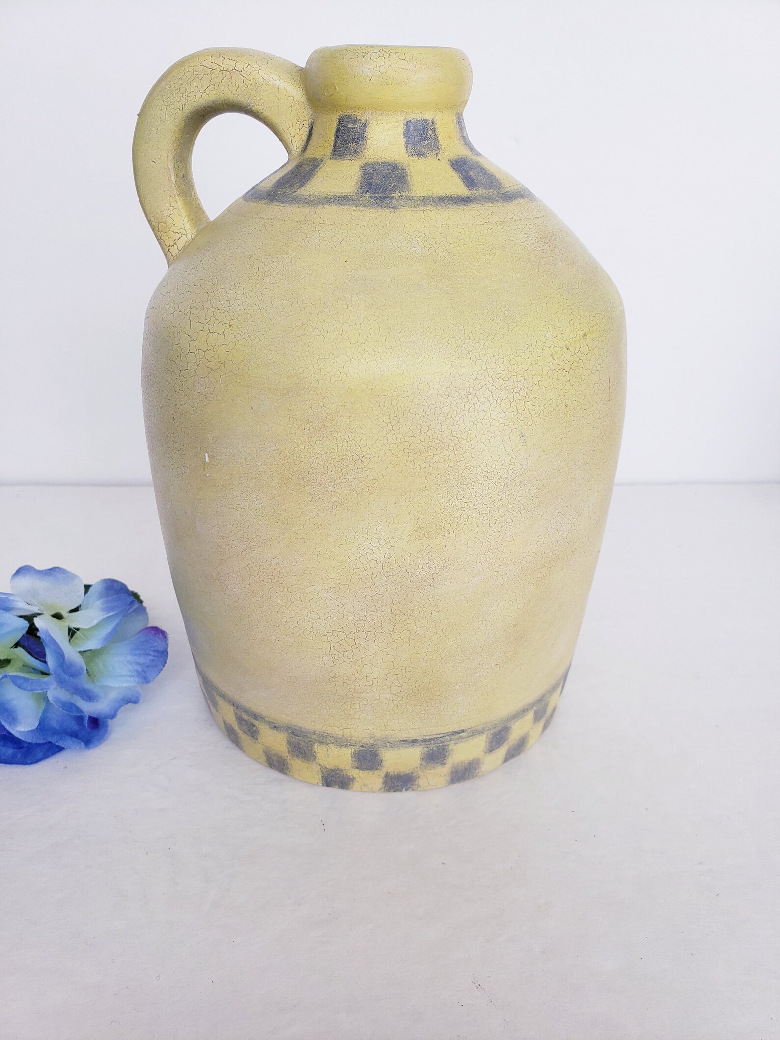 Vintage Bob's Pottery Large Farmhouse Jug Blue Iris Etsy